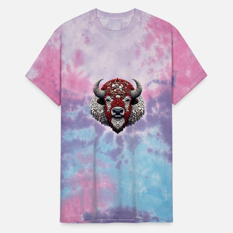 Crimson Crown Bison Pebble Art Majesty