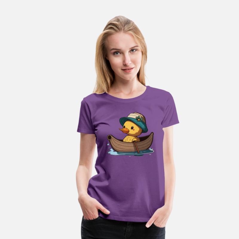 Cute Duck rowing in rowing boat rowboat skiff