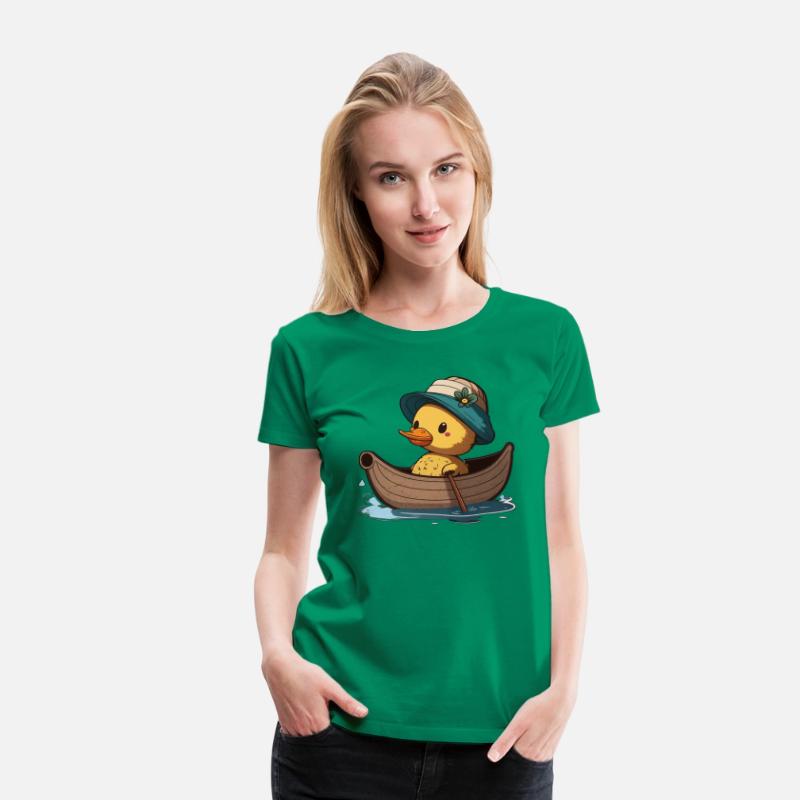 Cute Duck rowing in rowing boat rowboat skiff