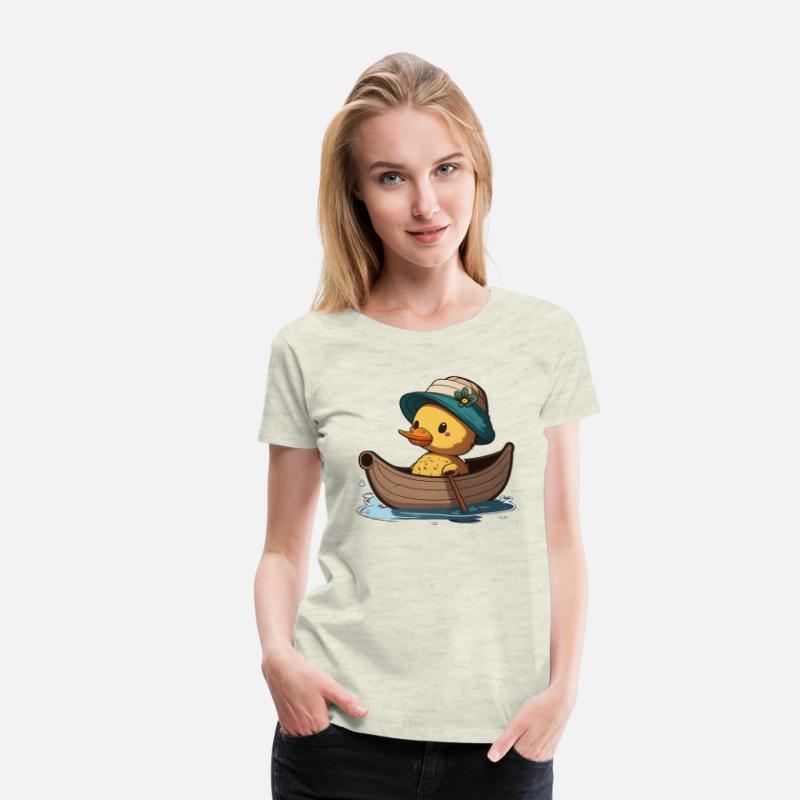 Cute Duck rowing in rowing boat rowboat skiff