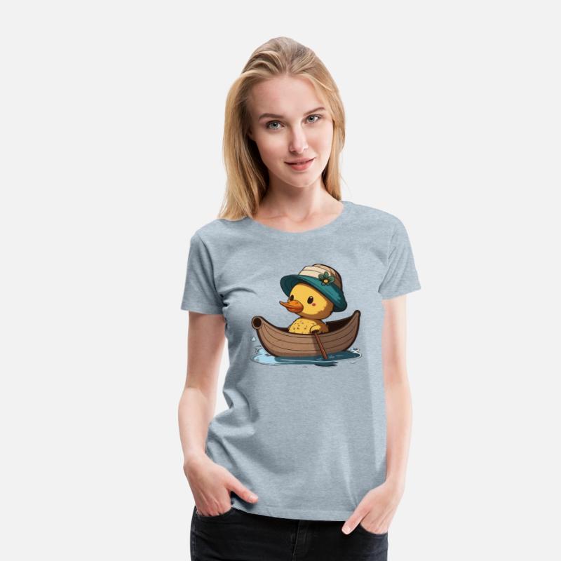 Cute Duck rowing in rowing boat rowboat skiff