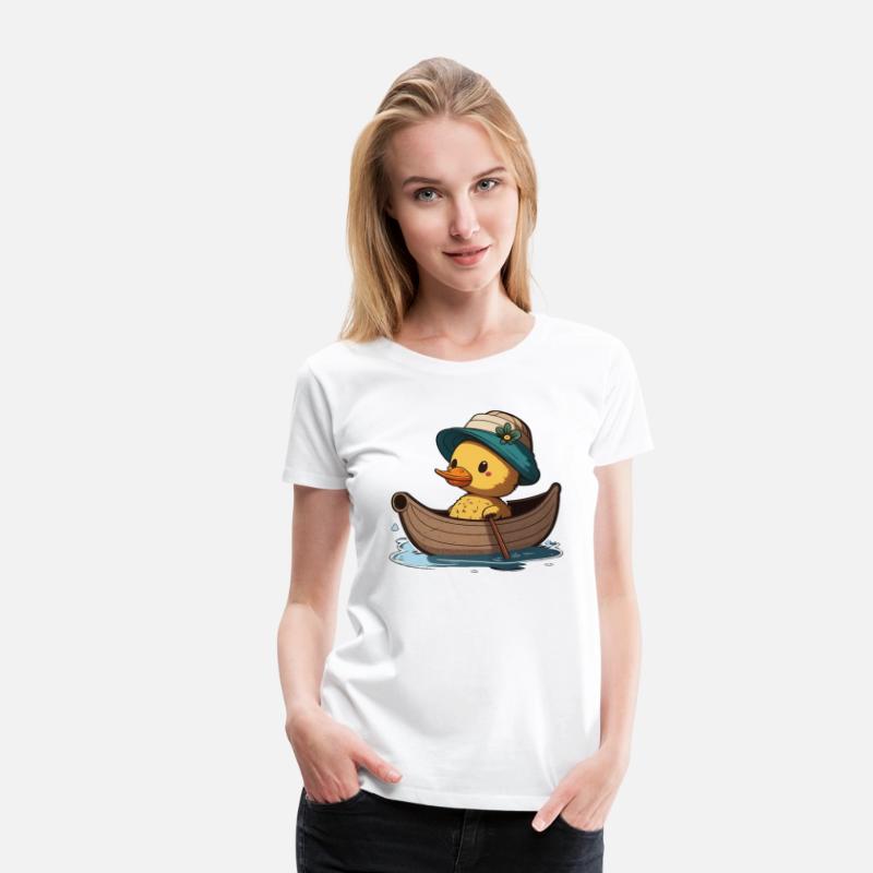 Cute Duck rowing in rowing boat rowboat skiff