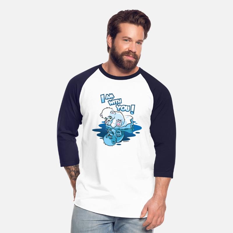 Cute little polar bear on ice flock mirror image