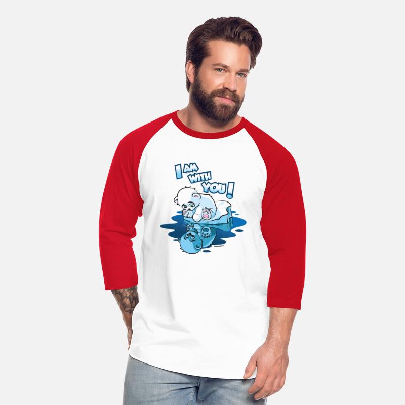 Cute little polar bear on ice flock mirror image