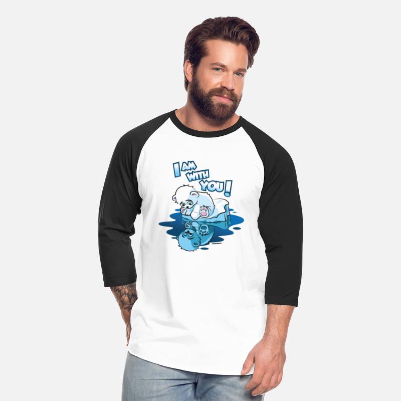 Cute little polar bear on ice flock mirror image