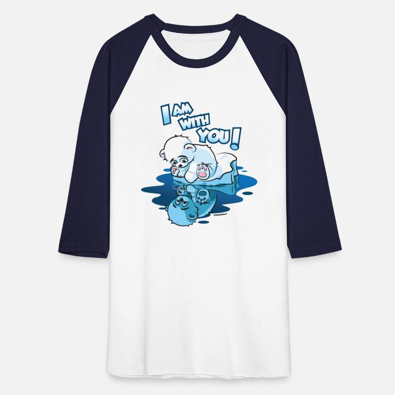 Cute little polar bear on ice flock mirror image