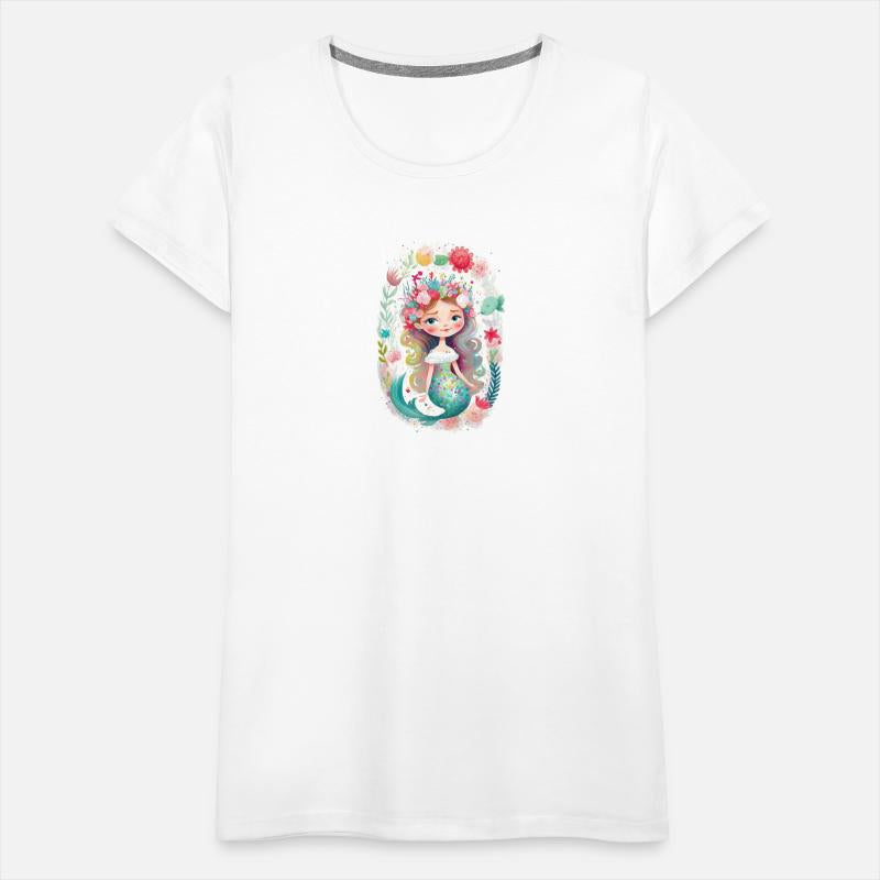 Cute mermaid girl child sea floral wreath girls