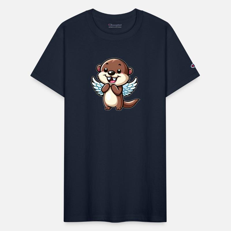 Cute Otter Water Rat Cartoon Angel with Wings