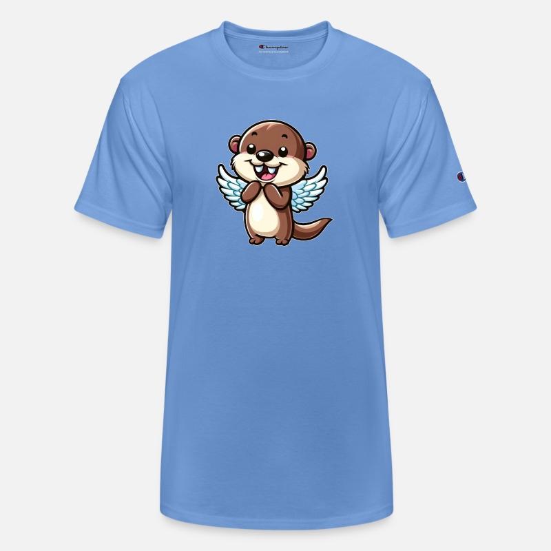 Cute Otter Water Rat Cartoon Angel with Wings