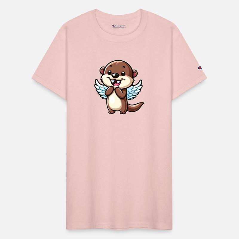Cute Otter Water Rat Cartoon Angel with Wings
