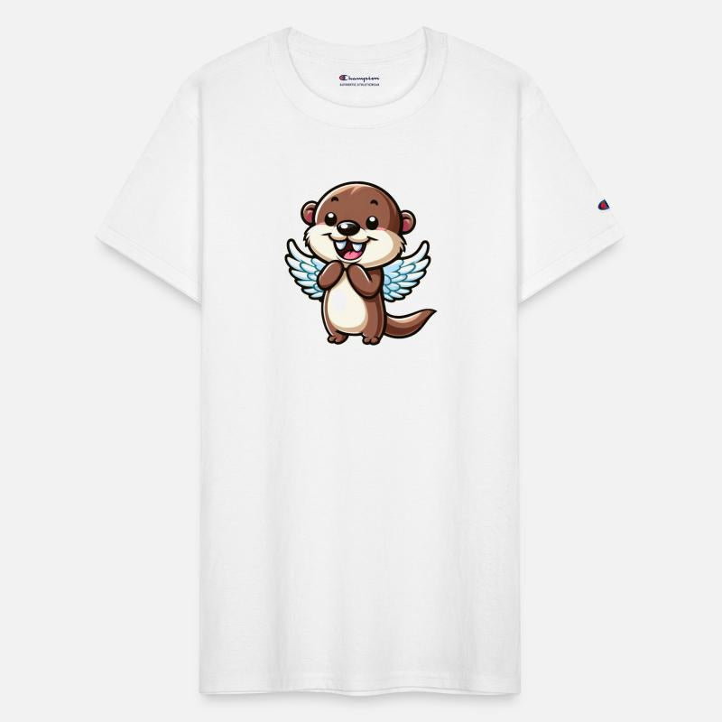 Cute Otter Water Rat Cartoon Angel with Wings