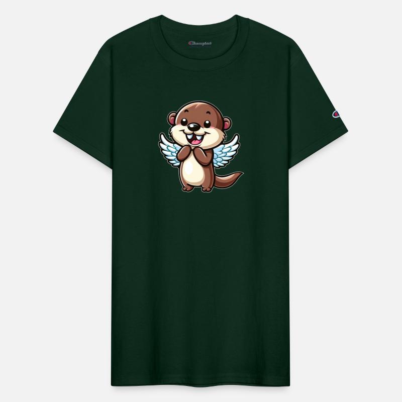 Cute Otter Water Rat Cartoon Angel with Wings