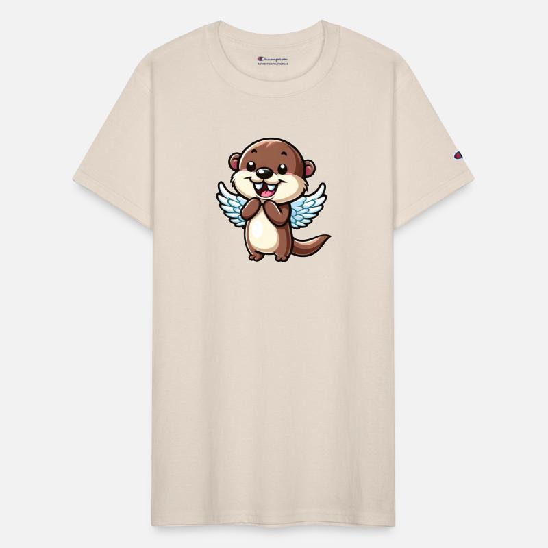 Cute Otter Water Rat Cartoon Angel with Wings