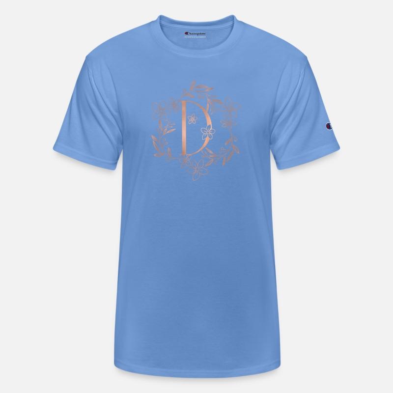Cute Rose Gold Floral Monogram D
