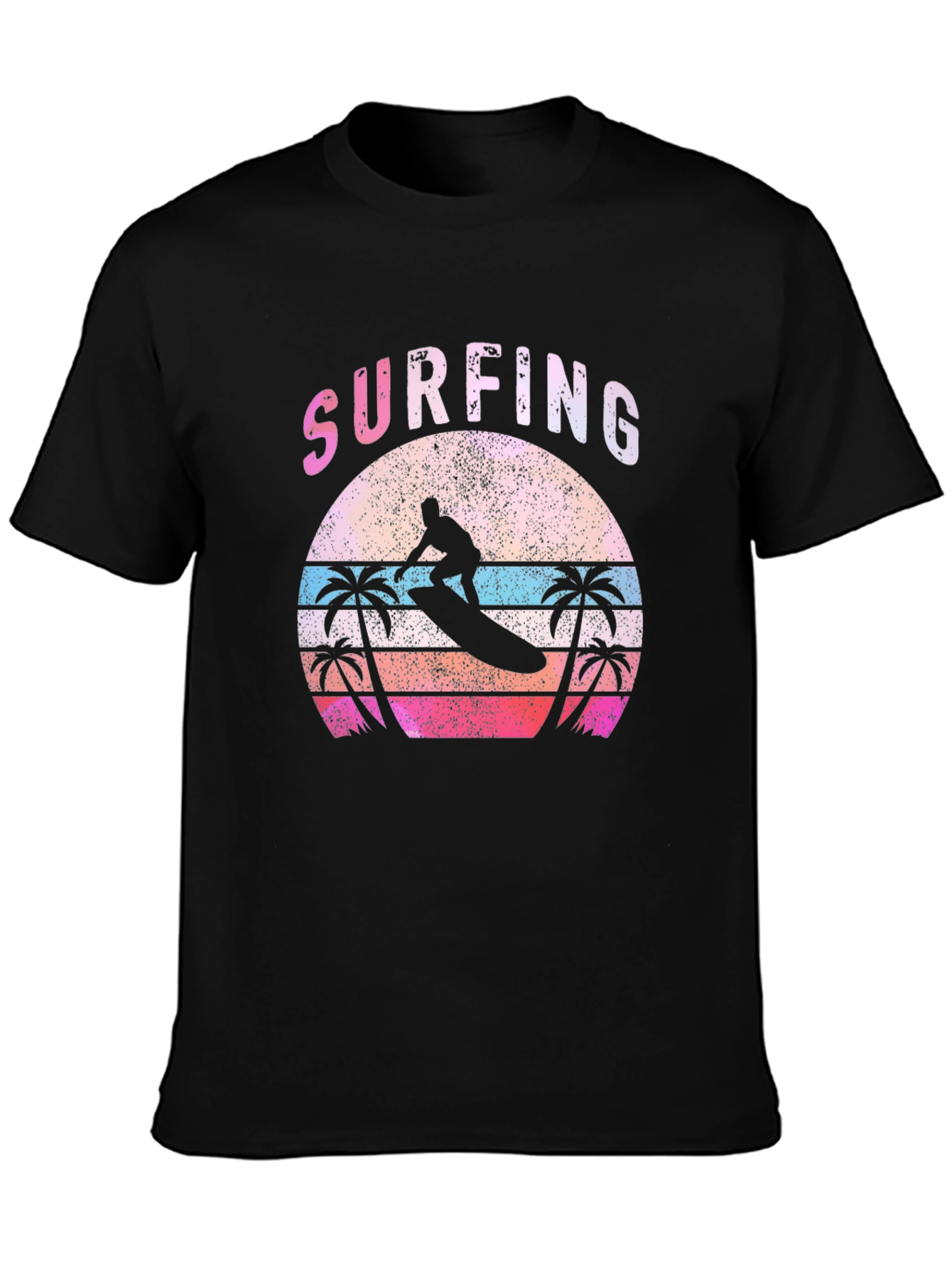Retro Surfing Palm Tree Graphic Tee
