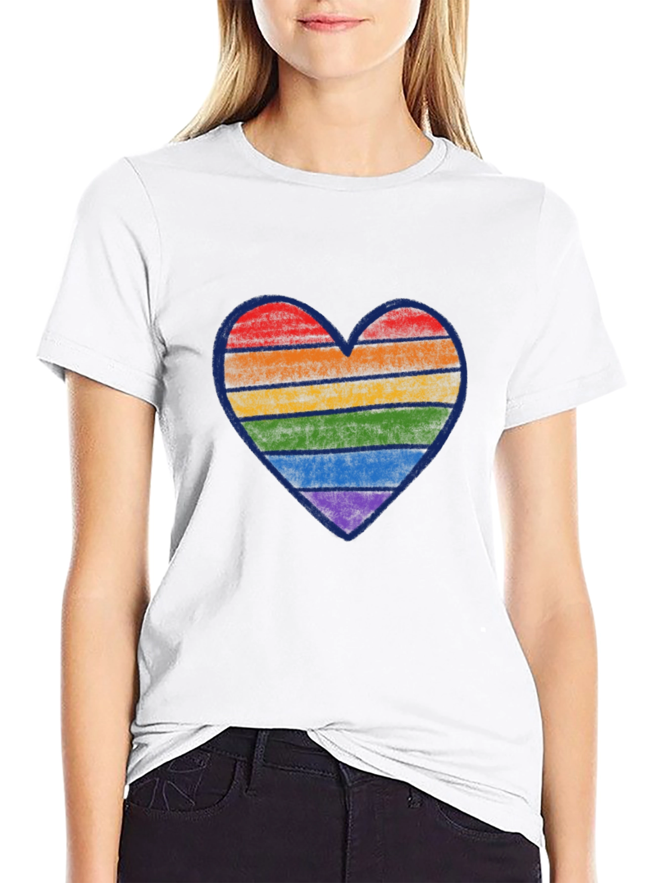 Rainbow Heart Graphic Tee - Pride Month
