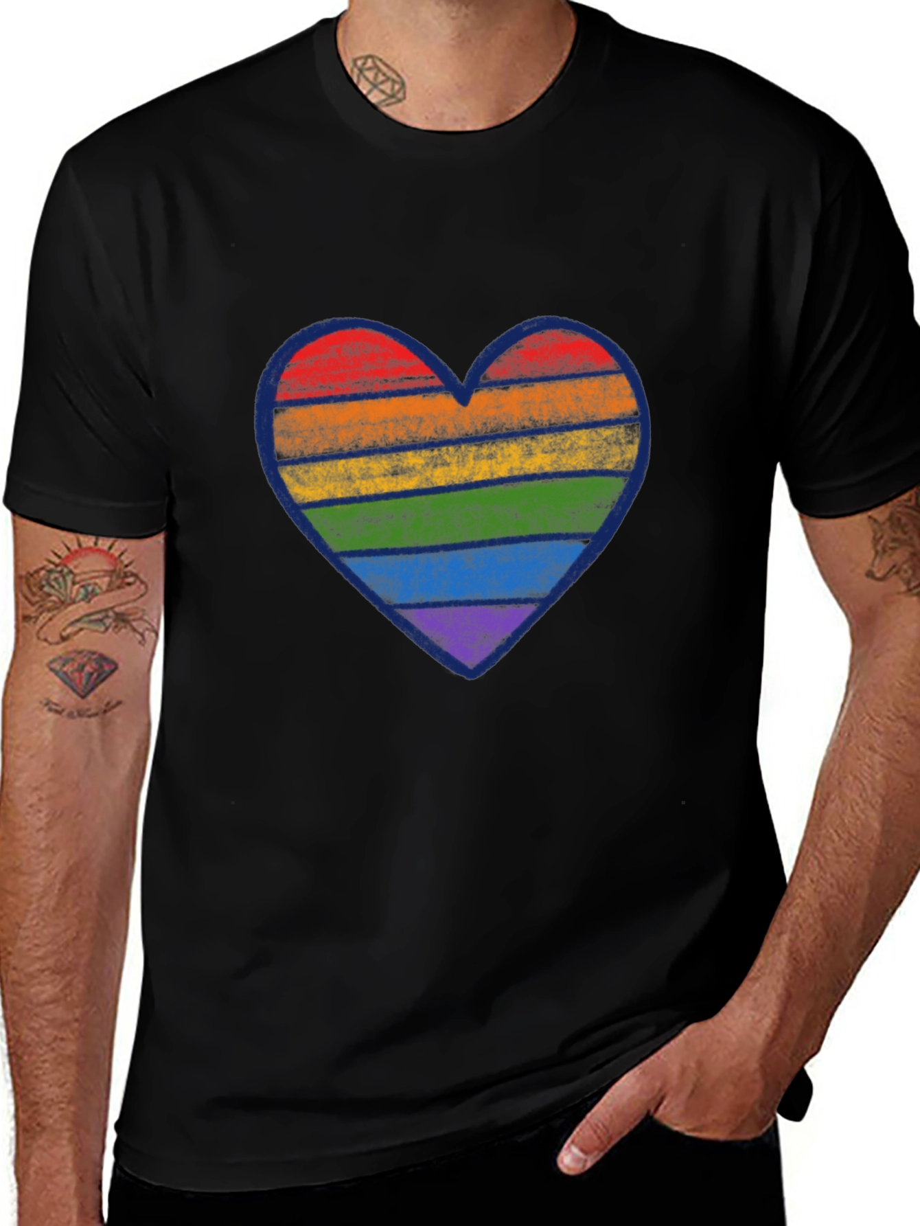 Rainbow Heart Graphic Tee - Pride Month