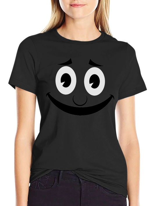 Funny Smiley Face Graphic Tee - Black Crew Neck T-Shirt