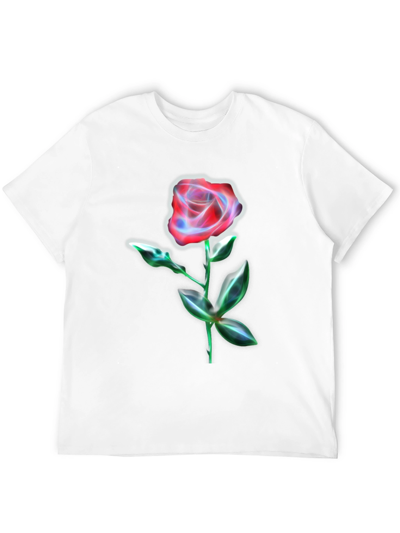 Neon Rose Graphic Print Black T-Shirt
