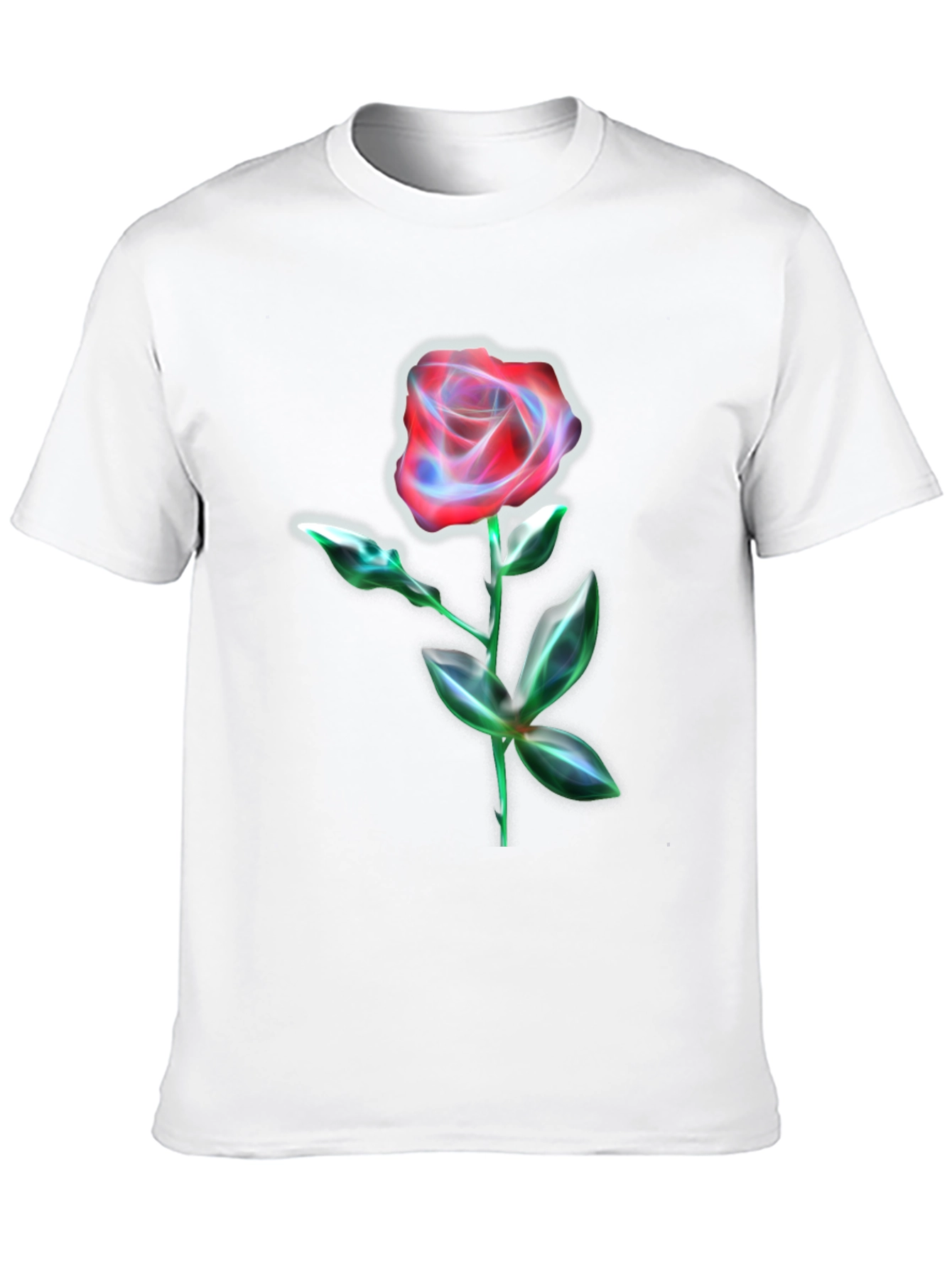 Neon Rose Graphic Print Black T-Shirt