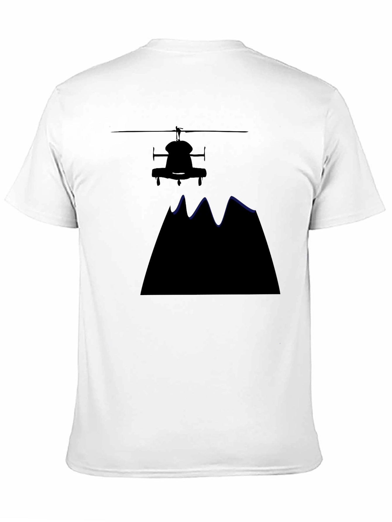 Helicopter Over Mountains Black T-Shirt