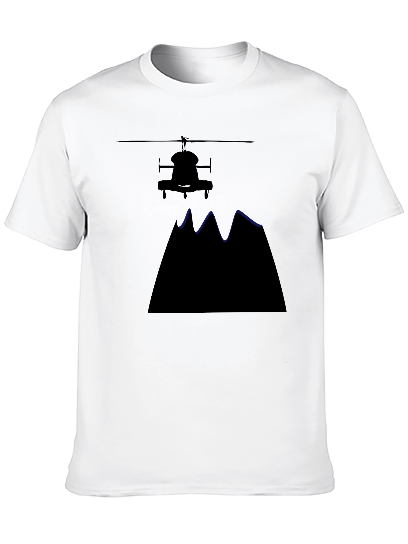 Helicopter Over Mountains Black T-Shirt