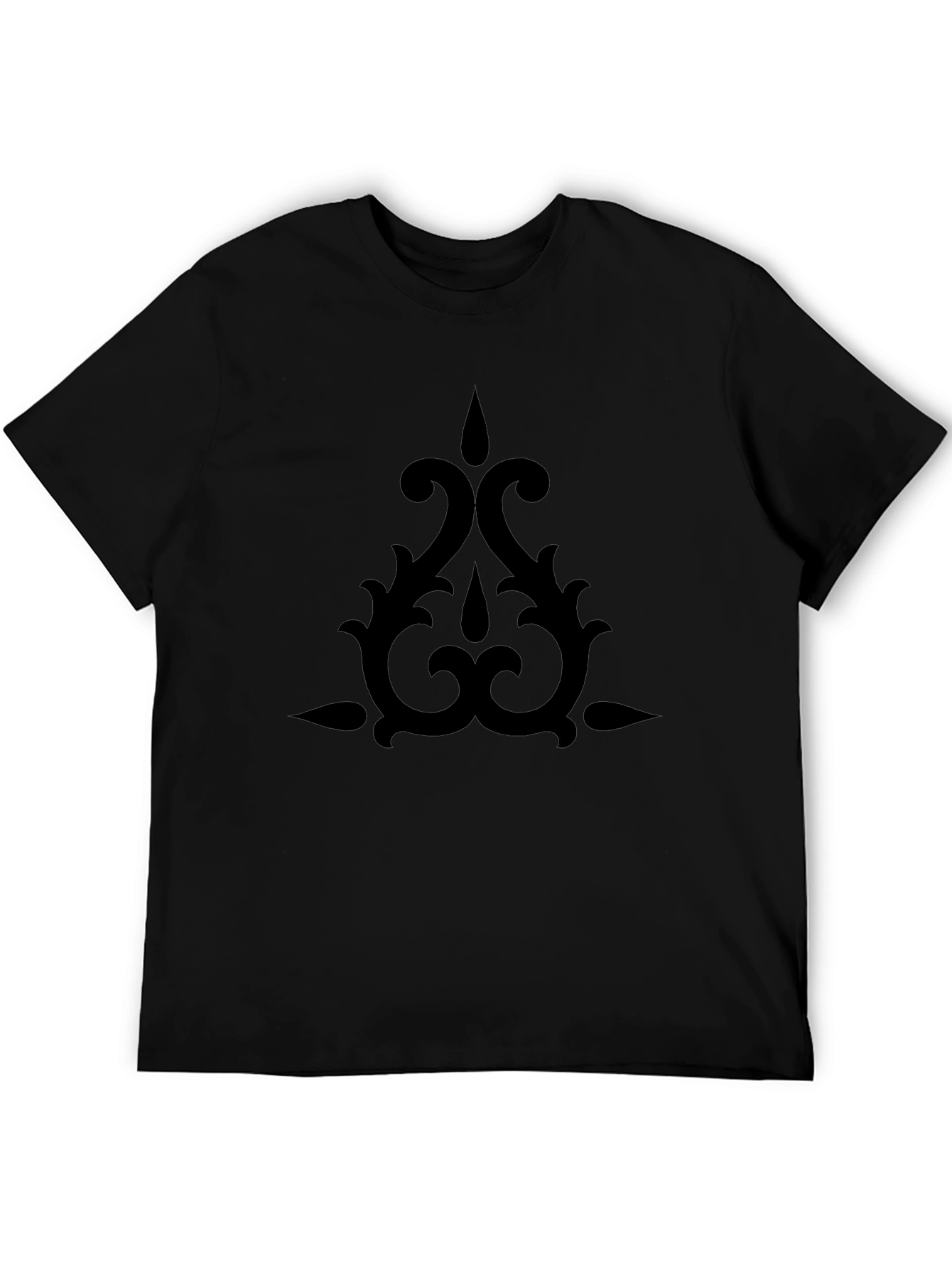 Stylish Black T-Shirt with Ornamental Design