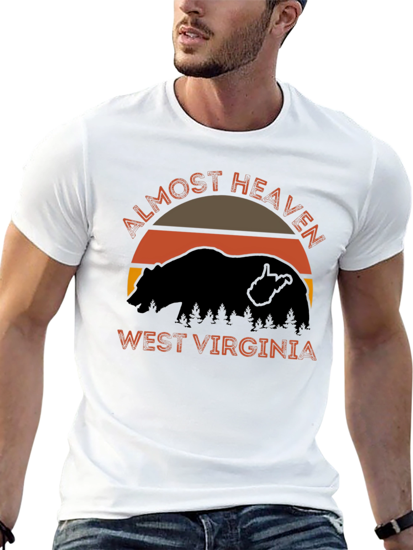Almost Heaven West Virginia Bear Graphic Tee
