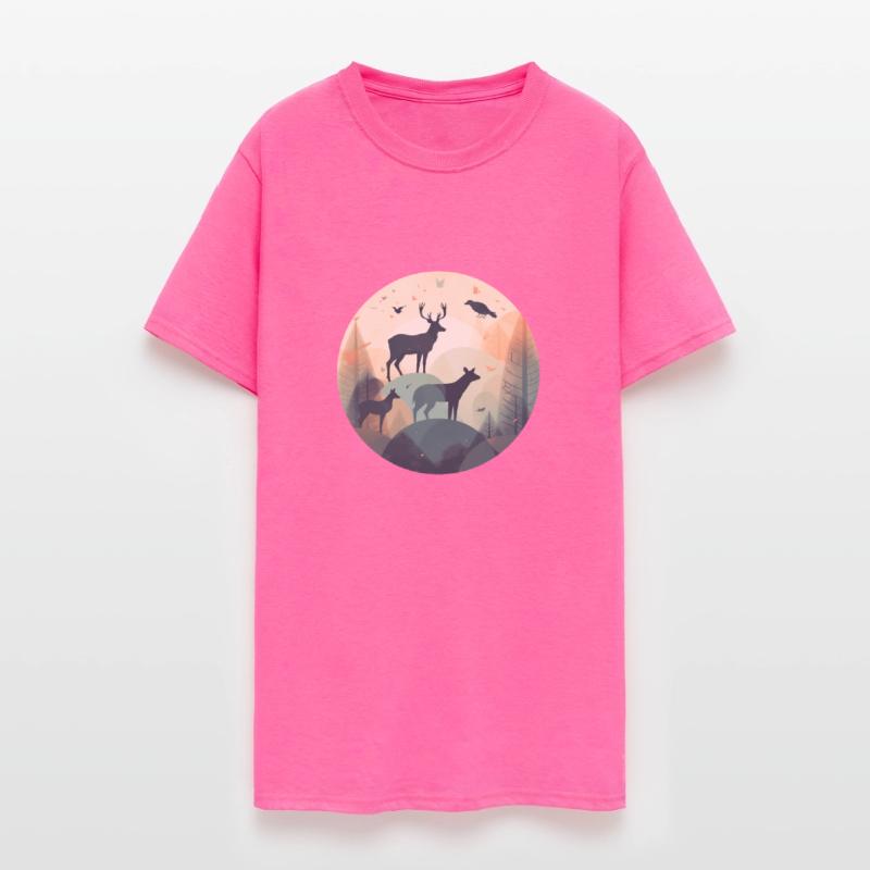 Deer Silhouette Nature-Infused Urban T-Shirts