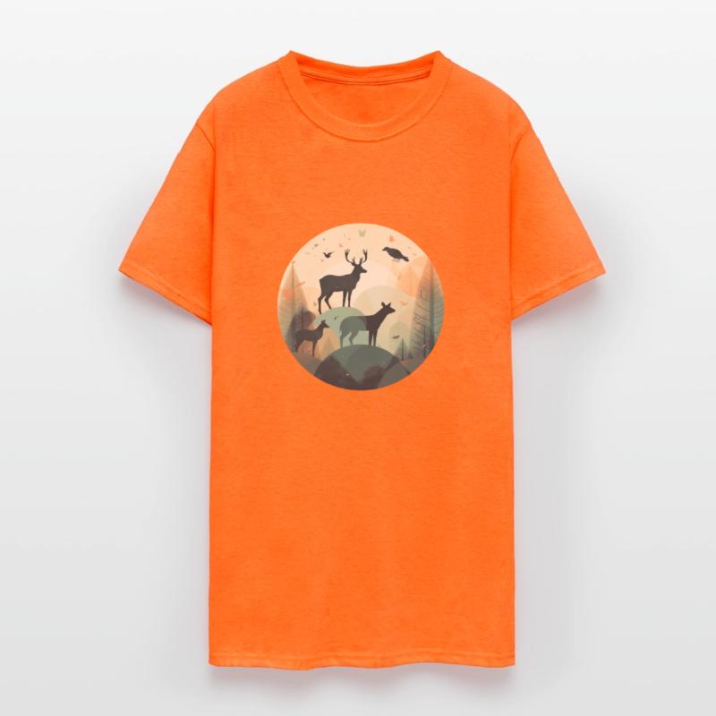 Deer Silhouette Nature-Infused Urban T-Shirts