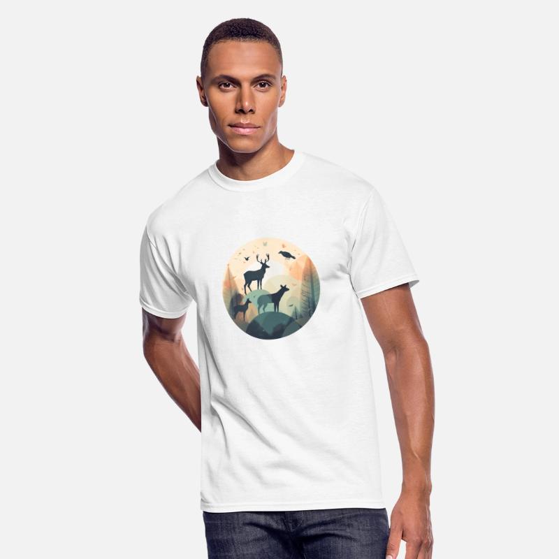 Deer Silhouette Nature-Infused Urban T-Shirts