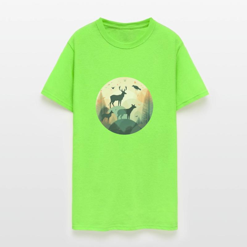 Deer Silhouette Nature-Infused Urban T-Shirts