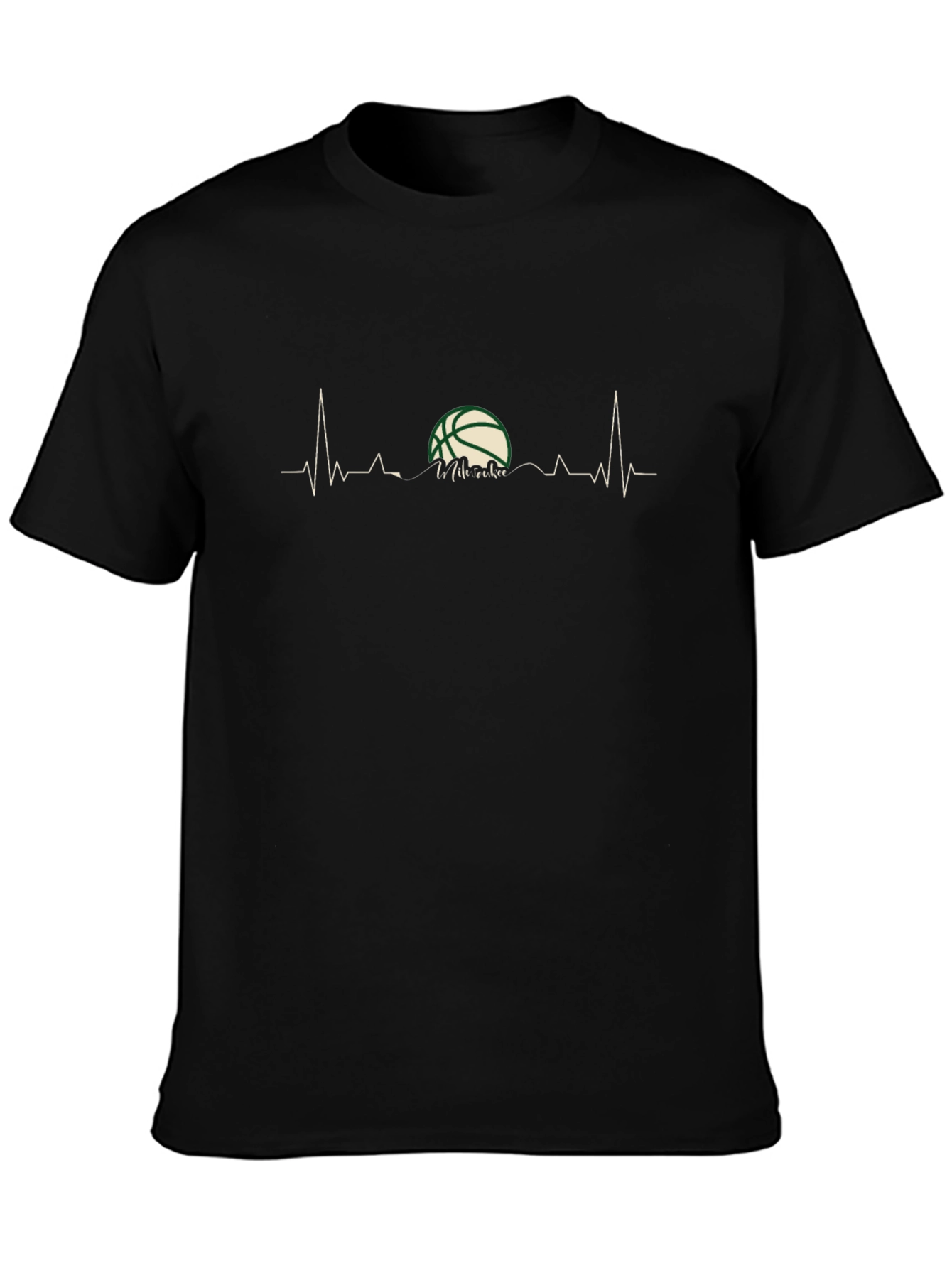 Basketball Heartbeat T-Shirt - Black