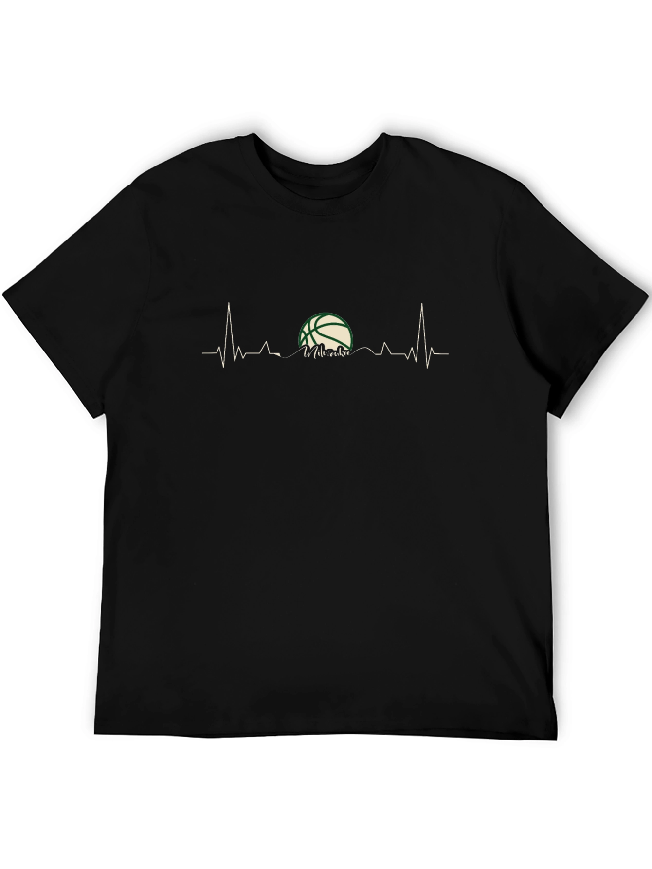 Basketball Heartbeat T-Shirt - Black