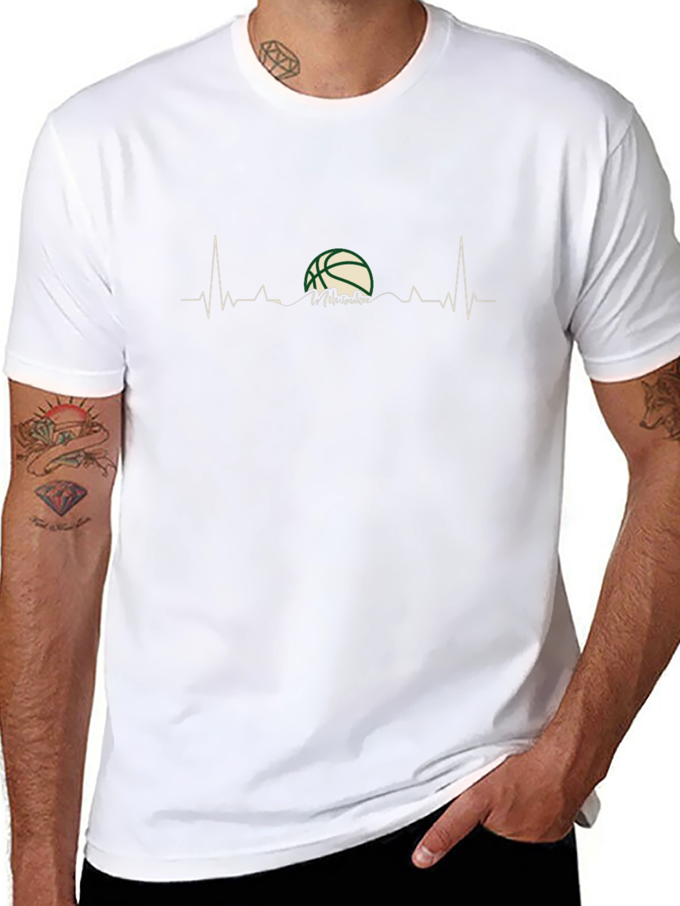Basketball Heartbeat T-Shirt - Black