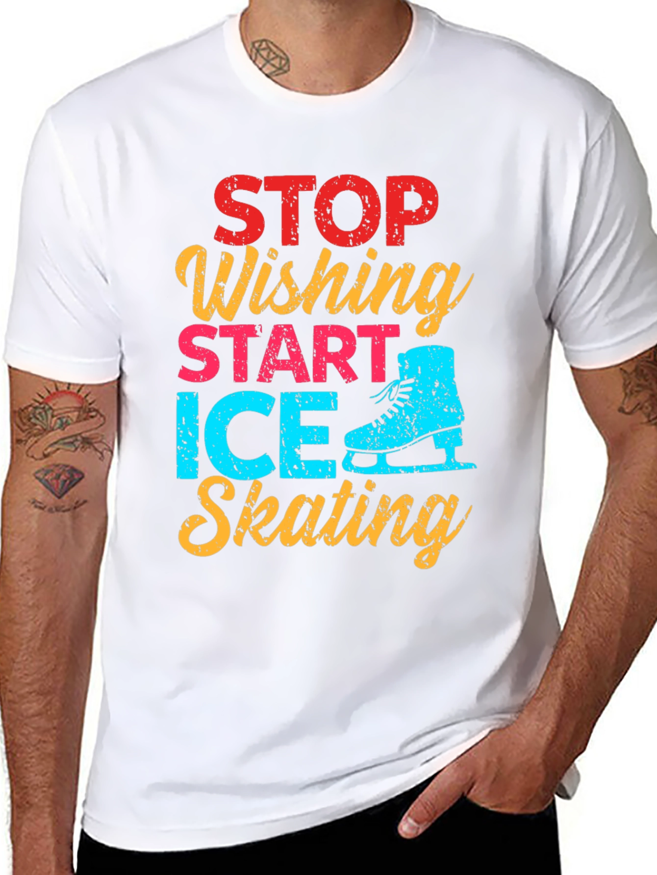 Ice Skating Graphic Tee - Stop Wishing Start Skating!