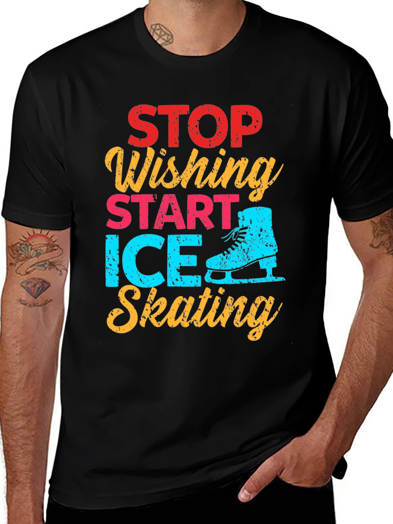 Ice Skating Graphic Tee - Stop Wishing Start Skating!