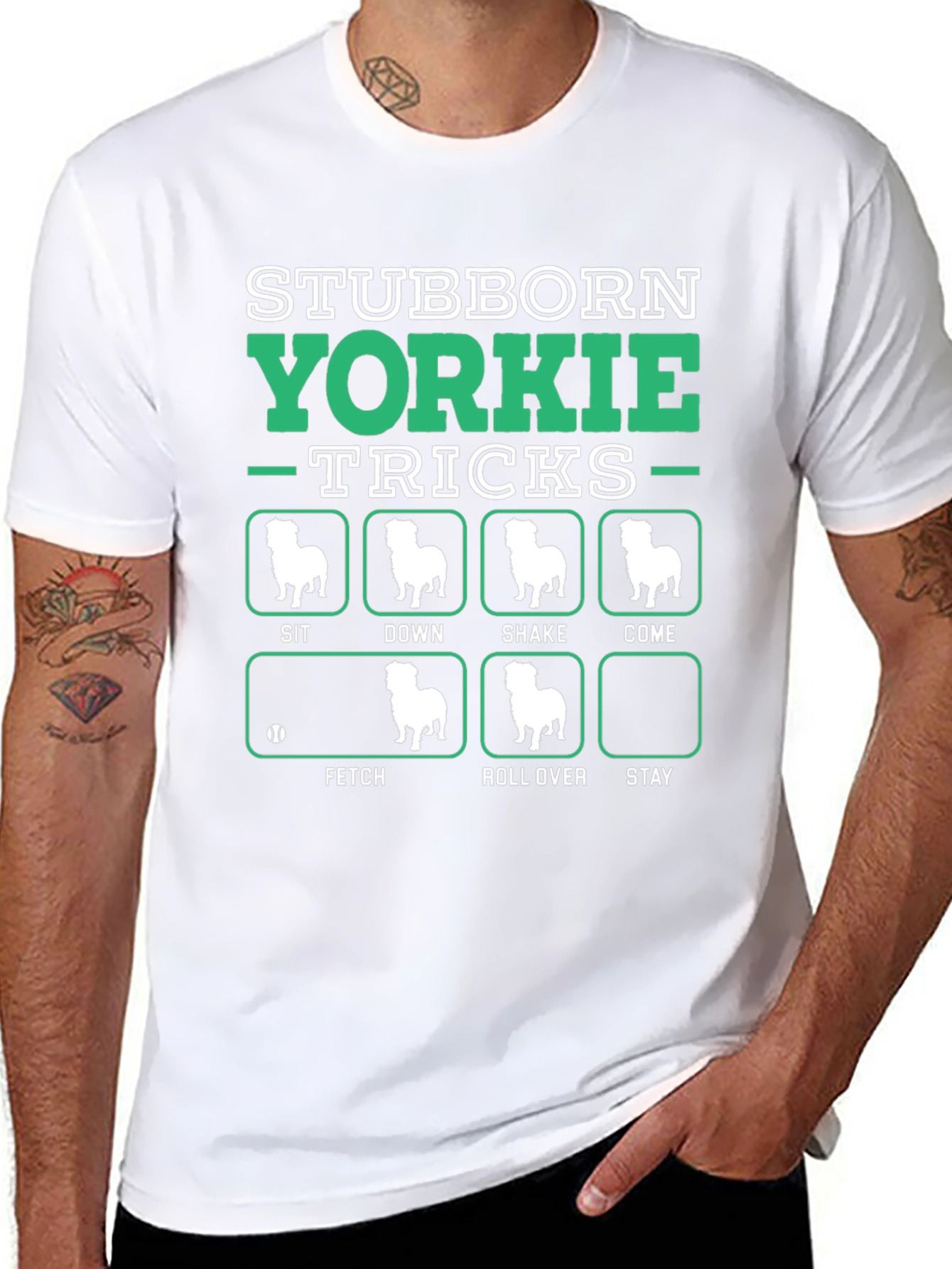 Stubborn Yorkie Tricks T-Shirt – Funny Dog Lover Graphic Tee Gift
