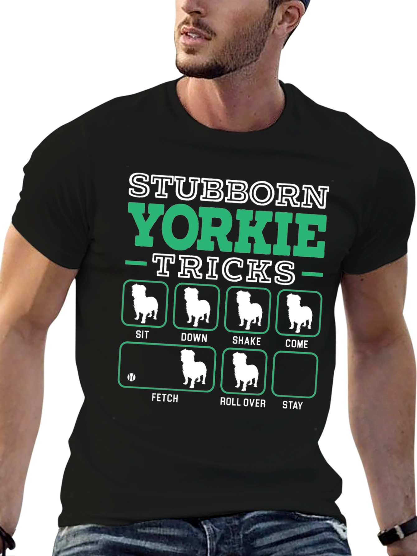 Stubborn Yorkie Tricks T-Shirt – Funny Dog Lover Graphic Tee Gift