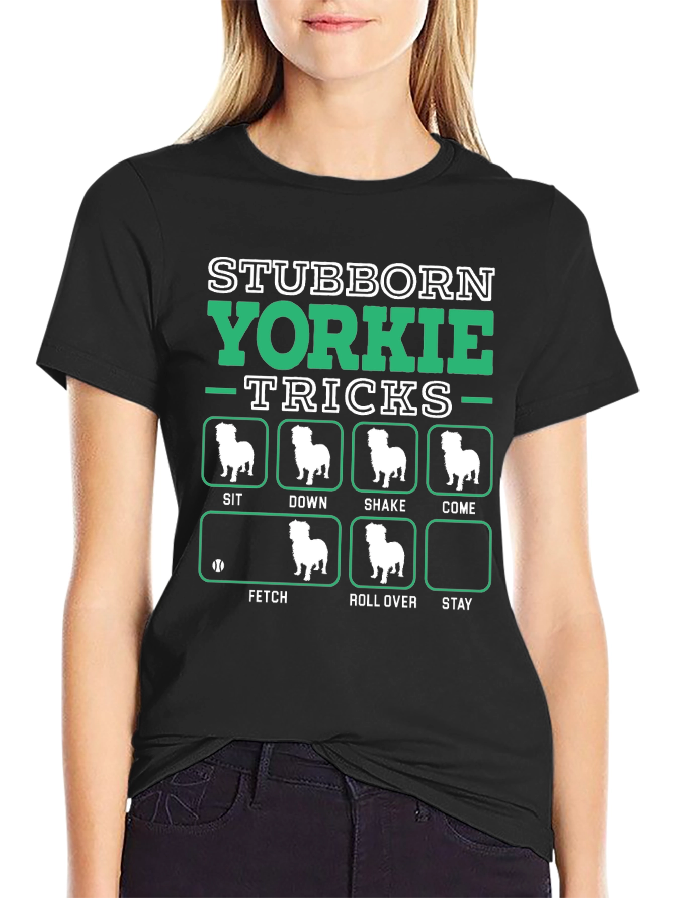 Stubborn Yorkie Tricks T-Shirt – Funny Dog Lover Graphic Tee Gift