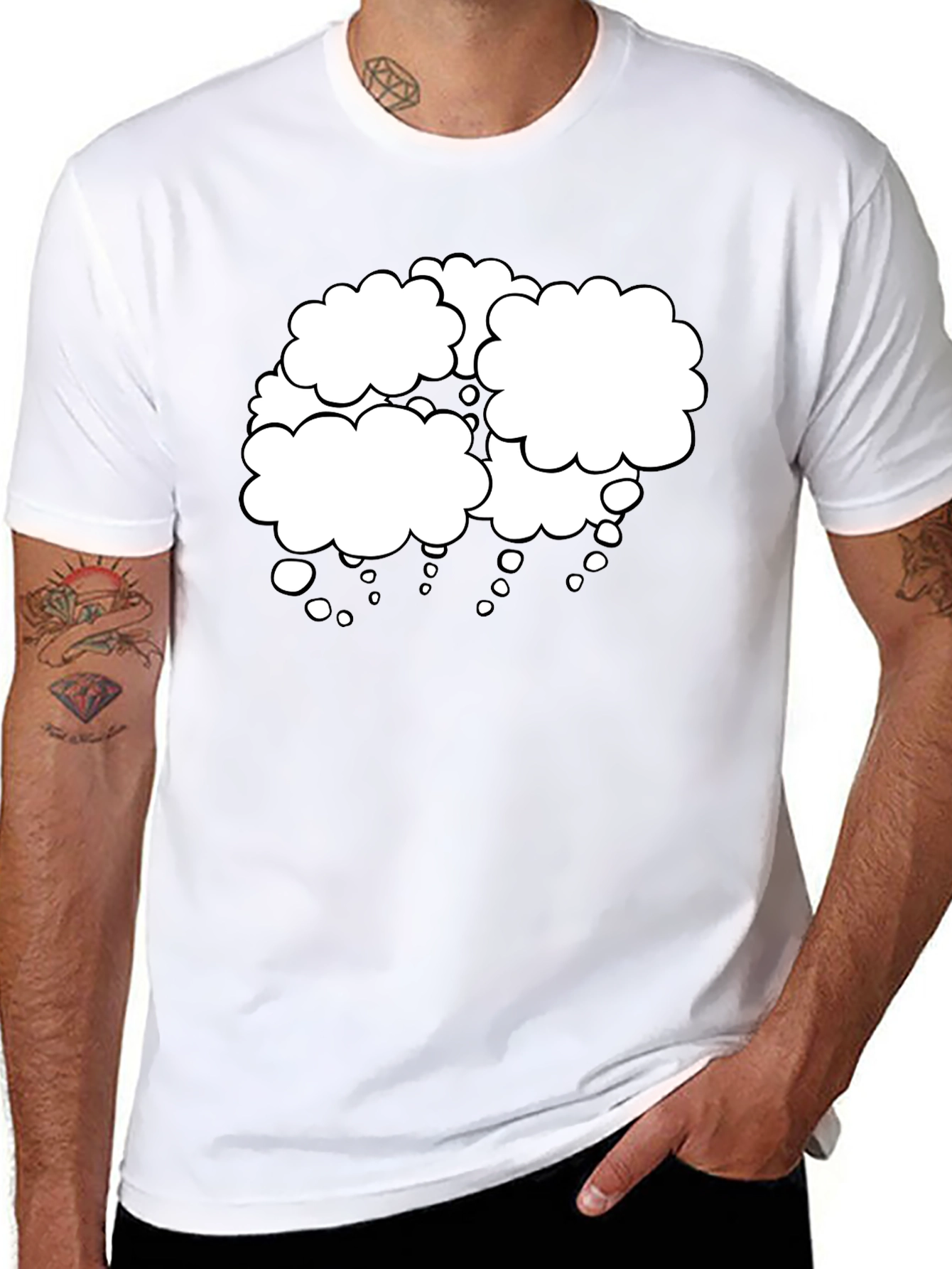 Mens Black T-Shirt with Think Bubble Design