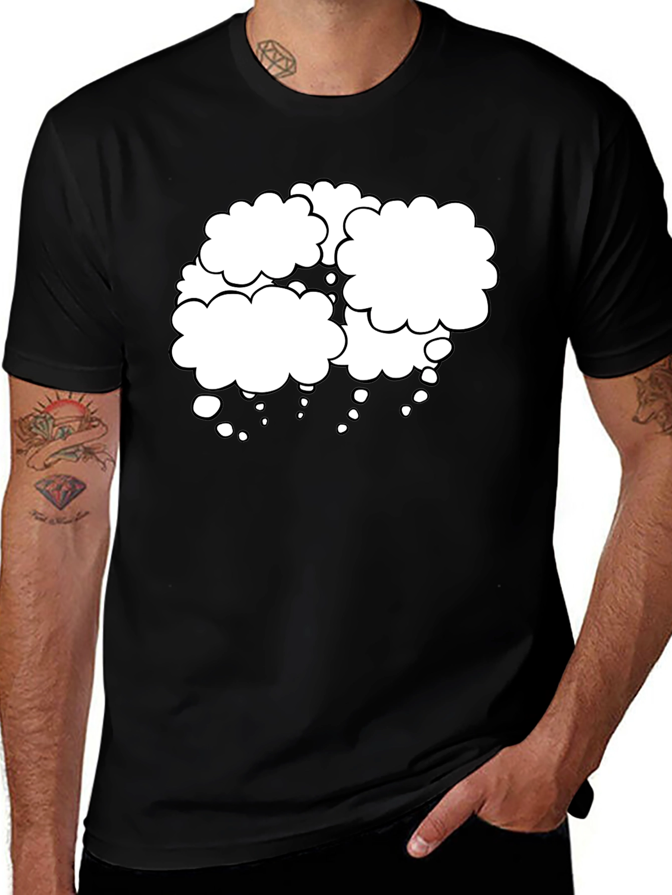 Mens Black T-Shirt with Think Bubble Design