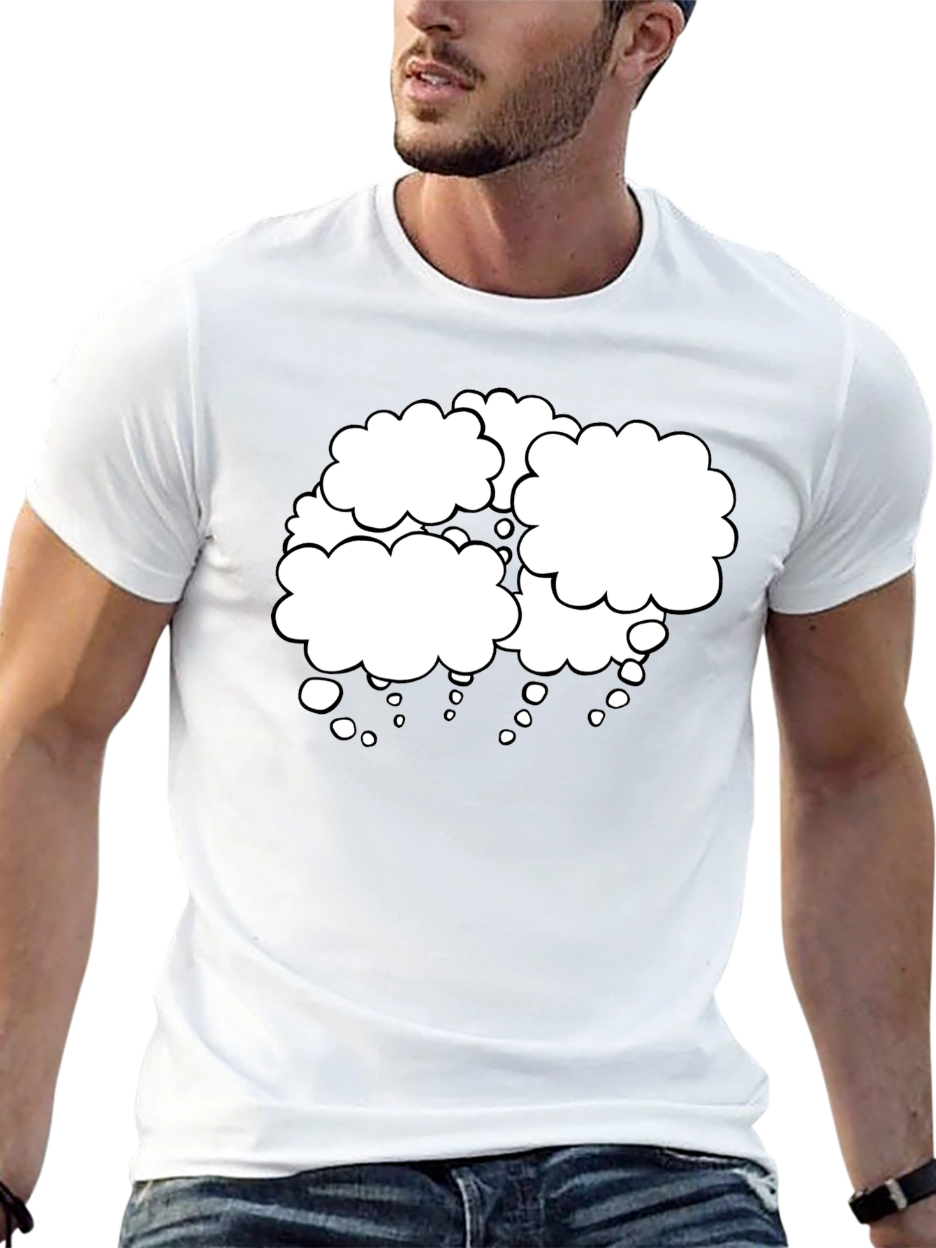Mens Black T-Shirt with Think Bubble Design
