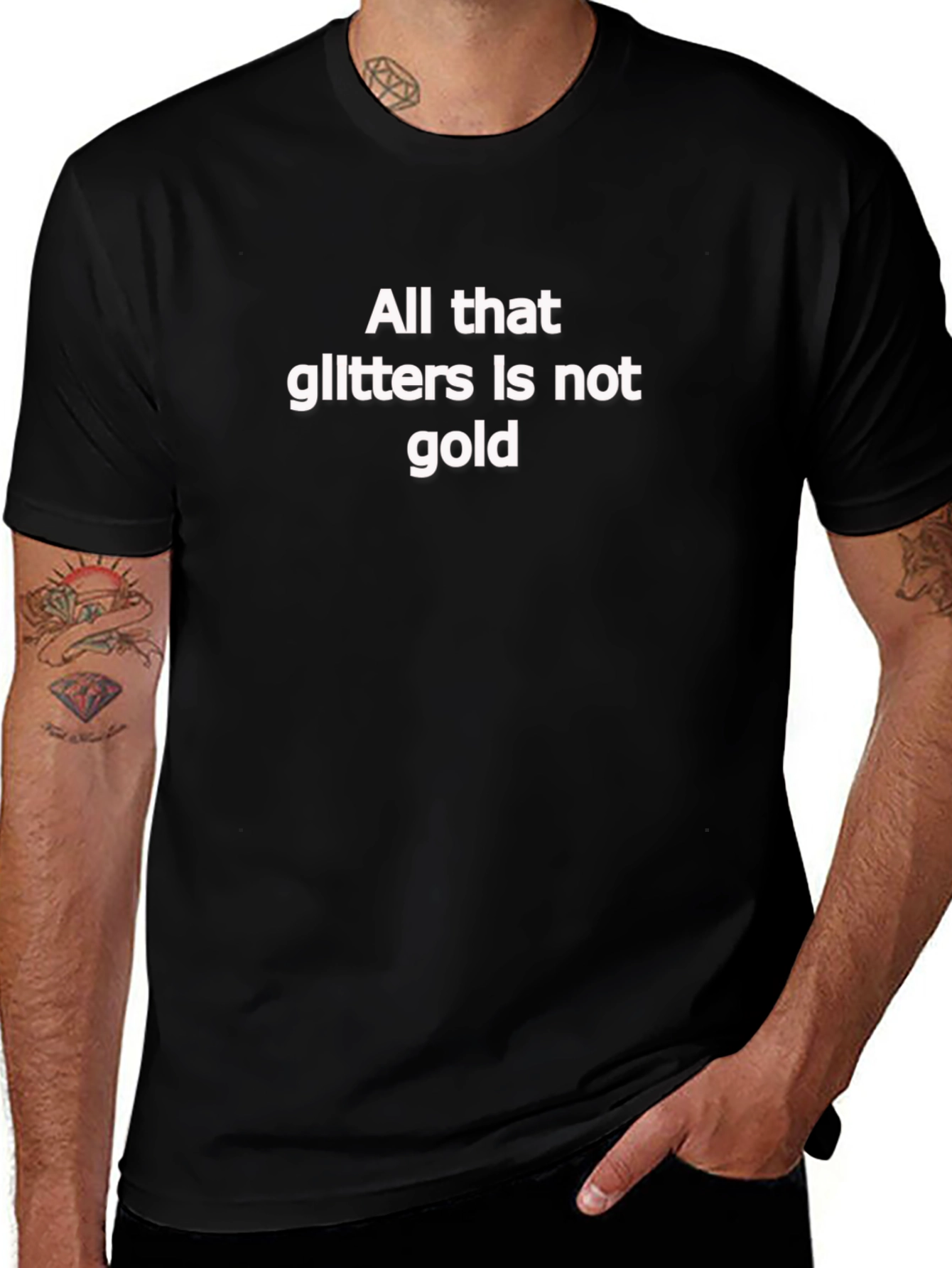 All That Glitters T-Shirt - Black Crew Neck Tee