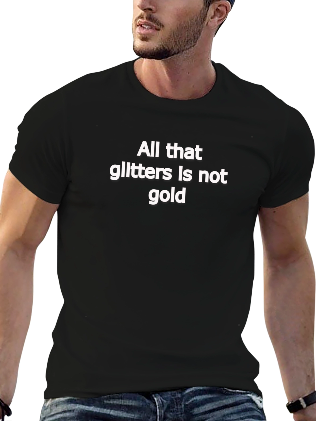 All That Glitters T-Shirt - Black Crew Neck Tee