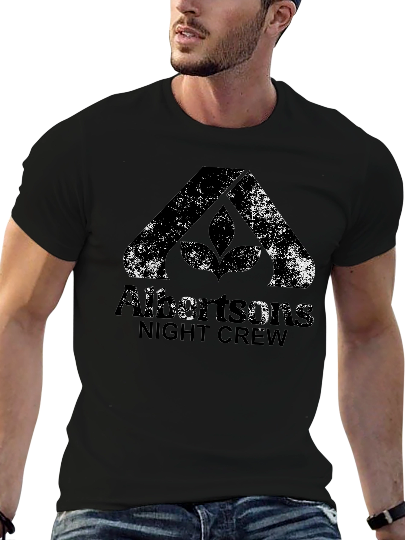 Albertsons Night Crew Black Graphic Tee