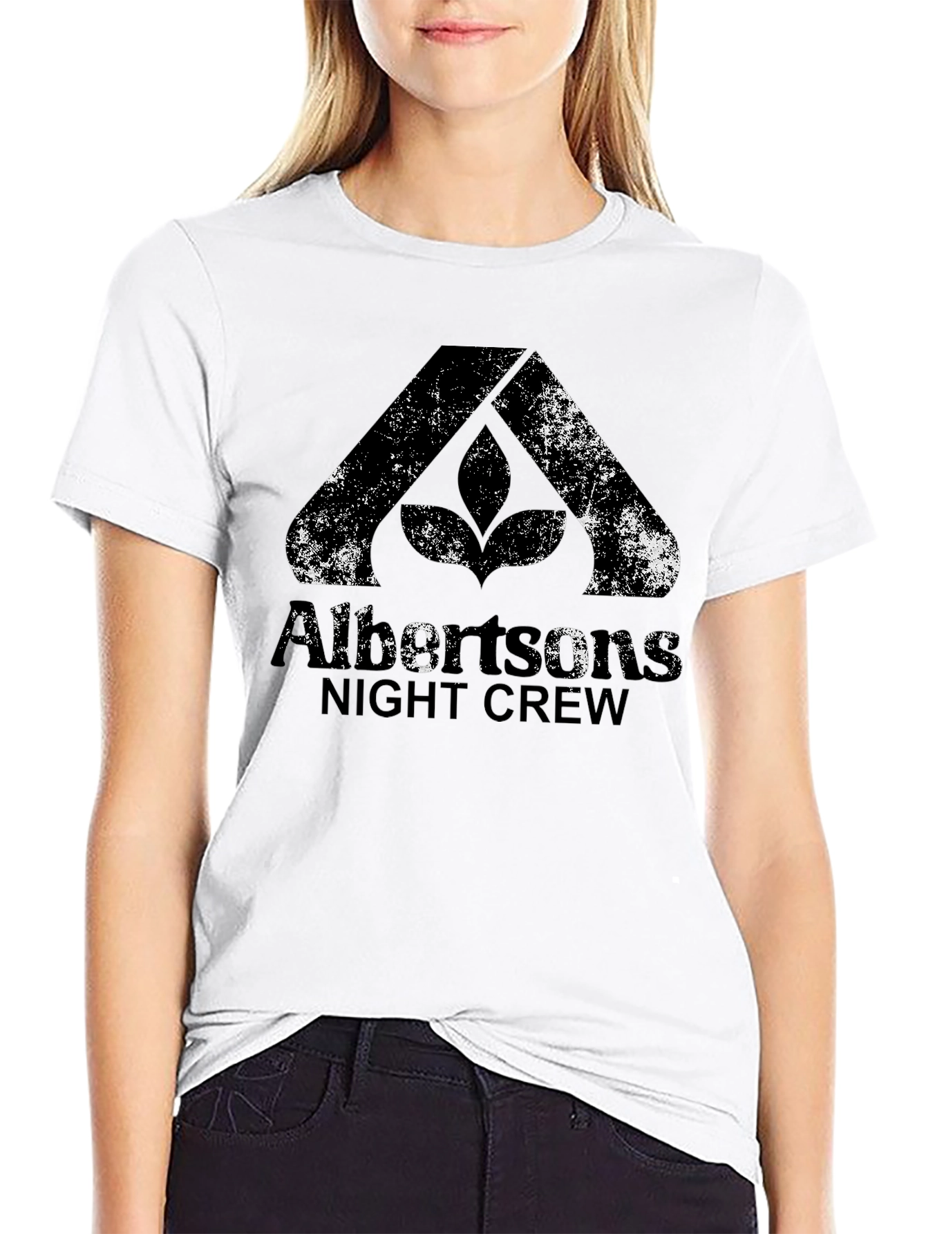 Albertsons Night Crew Black Graphic Tee