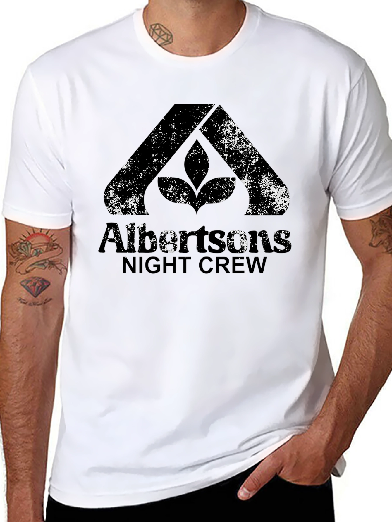 Albertsons Night Crew Black Graphic Tee