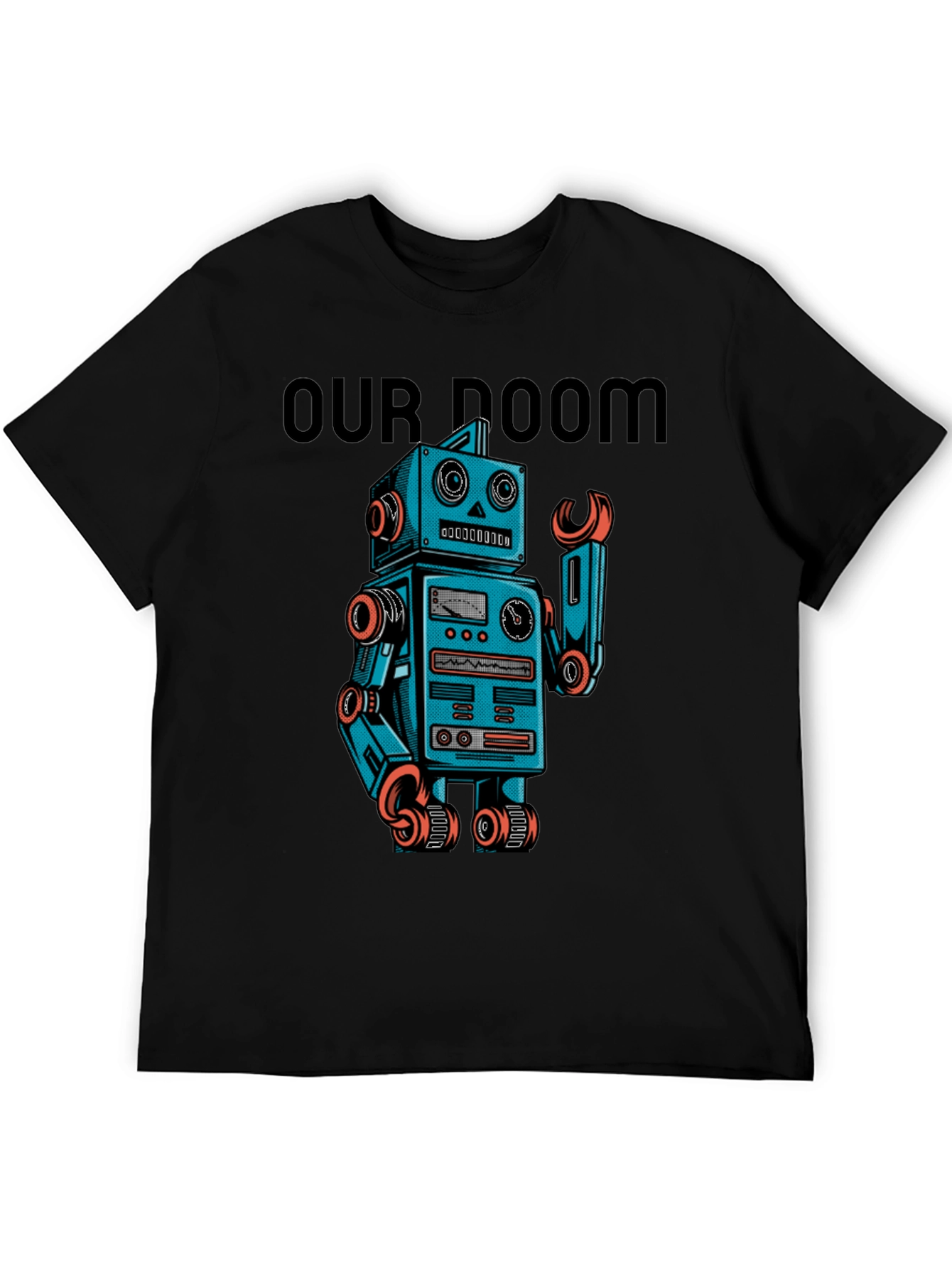 Retro Robot Graphic T-Shirt - Our Doom Funny Tee