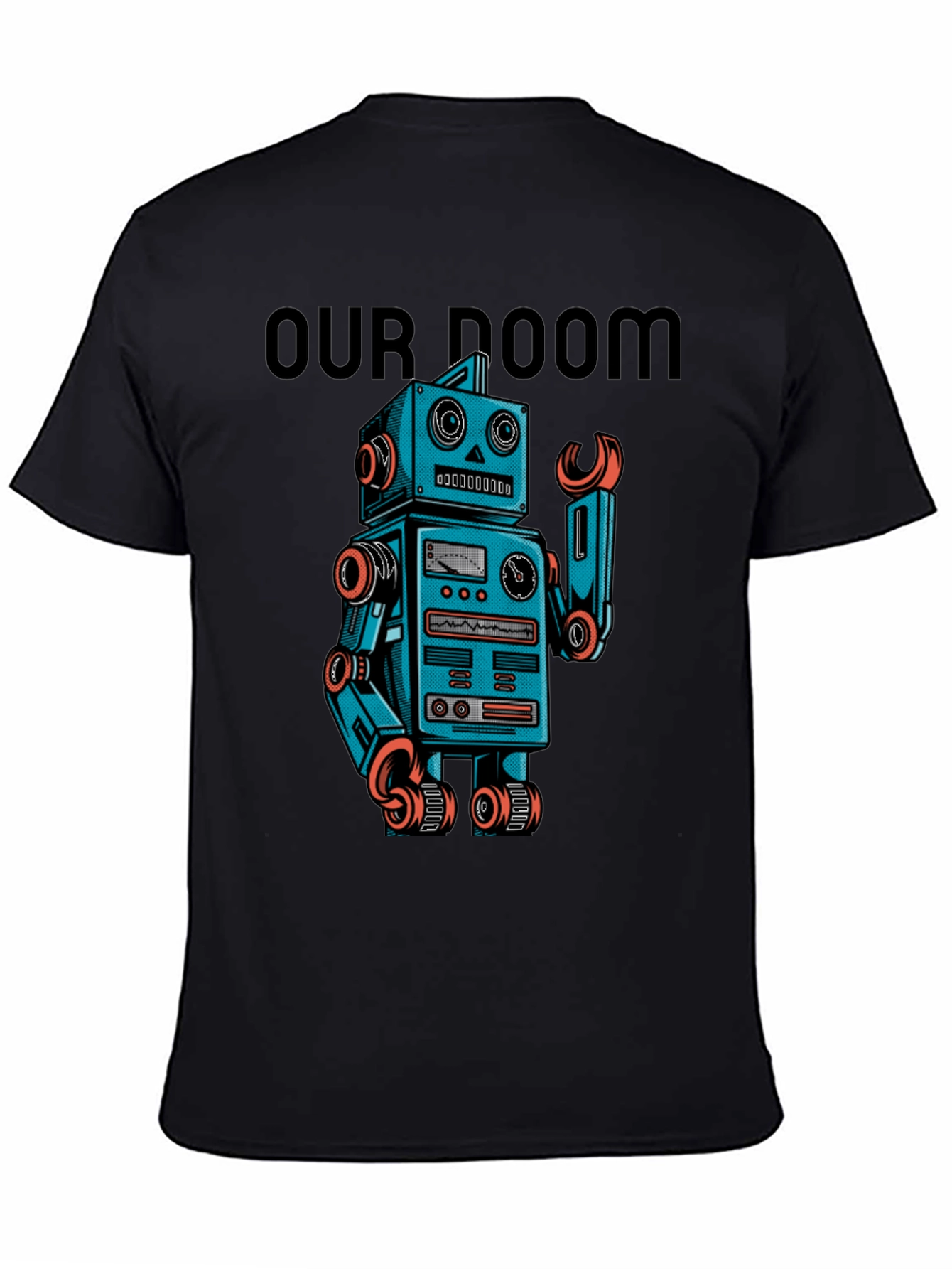 Retro Robot Graphic T-Shirt - Our Doom Funny Tee